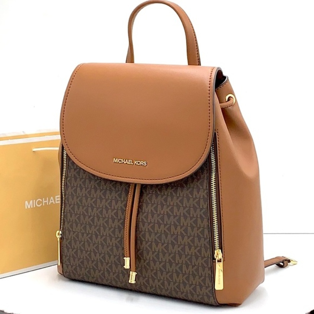 MICHAEL KORS PHOEBE MEDIUM DRAWSTRING BACKPACK BROWN SIGNATURE COLOR